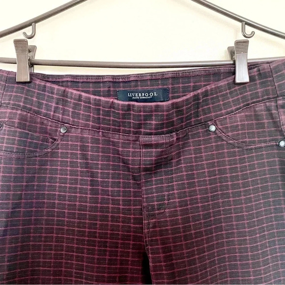 Liverpool Pants Knit Stretchy Check Slim Rock Work Preppy City Casual 10/30 - Picture 6 of 6